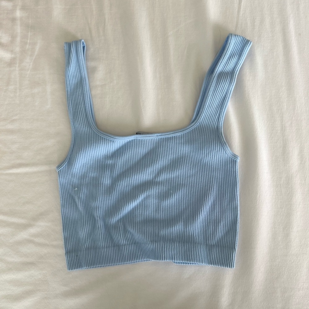 Light Blue Ribbed Tank Top - Picture 2 of 2